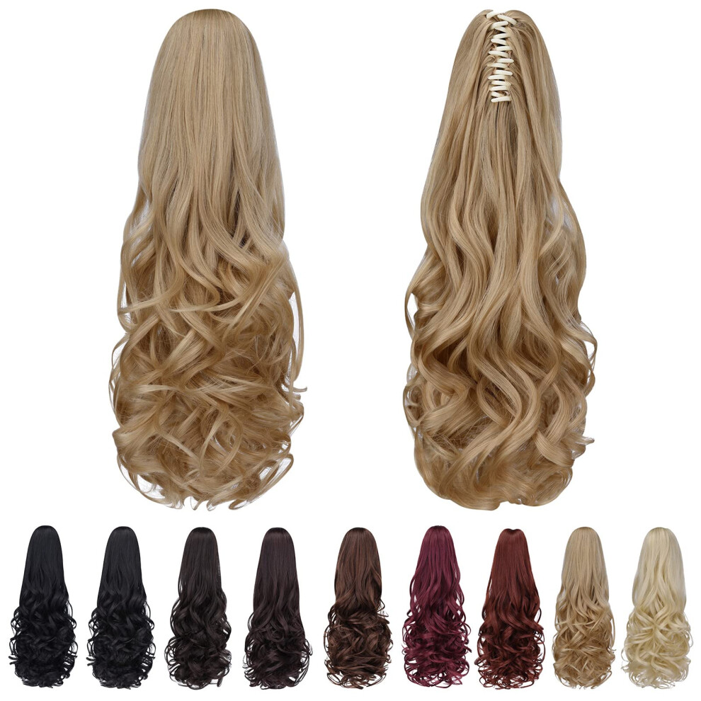 Syxlcygg Blonde Clip Ponytail Fake Ponytails 20"" Wavy 5.3 Oz Black Ha