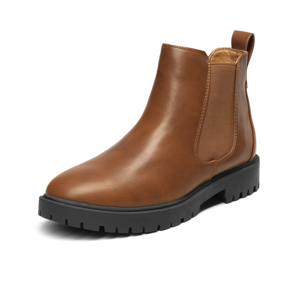 DREAM PAIRS Women's Brownish Yellow Boots Chelsea Ankle Booties Shoes
