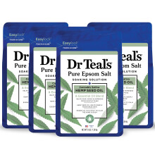 Dr Teal's Ren Epsom Salt, Cannabis Sativa Hampfröolja, 3 lb (4-pack) (Förpackningen kan variera)