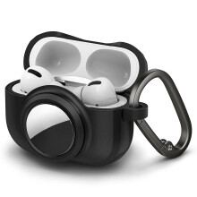 Spigen Tag Armor Duo, entworfen fr Airpods Pro Hlle und AirTag Case Cover mit Schlsselanhnger [Zweischichtiger solider Schutz]  Mattschwarz