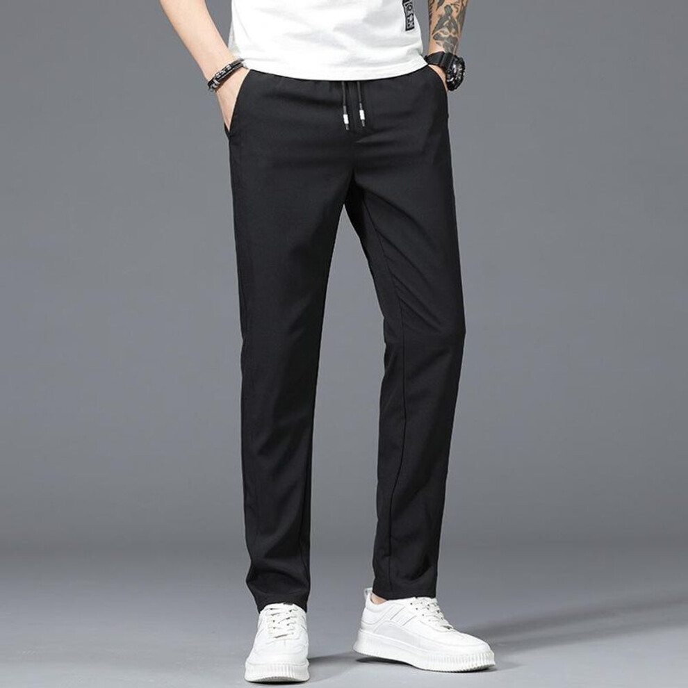 (black, 36) Men&apos;s Casual Trousers Men&apos;s Spring And Summer New Slim Korean Version Of The Trend Of Men&apos;s Straight Loose Quick-drying Sports Trousers