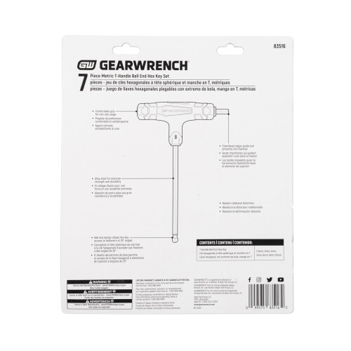 GEARWRENCH 7 Τεμάχιο Μετρικό Σετ Κλειδιών T-Handle Με Σφαίρα - 83516 1