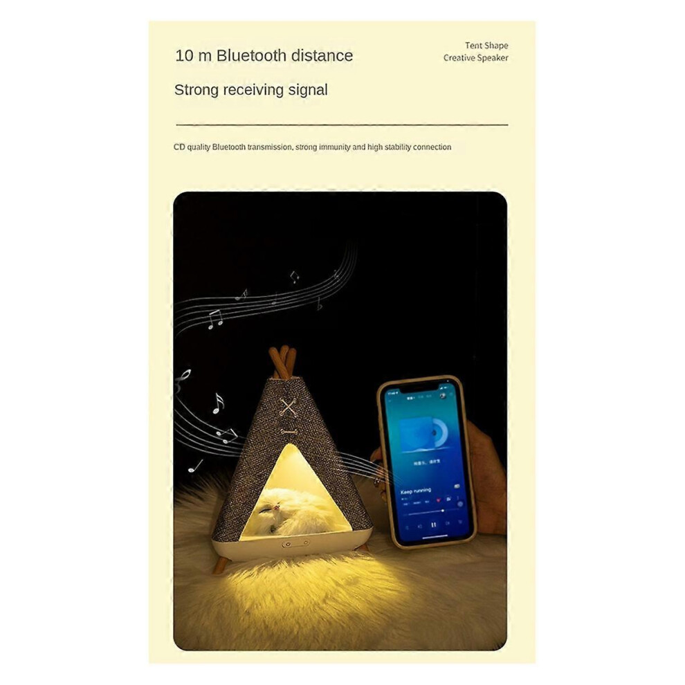 Tent Shaped Wireless Bluetooth Speaker Lamp Night Light Table Lamp 2 in 1 with Lighting and Music Player Functions