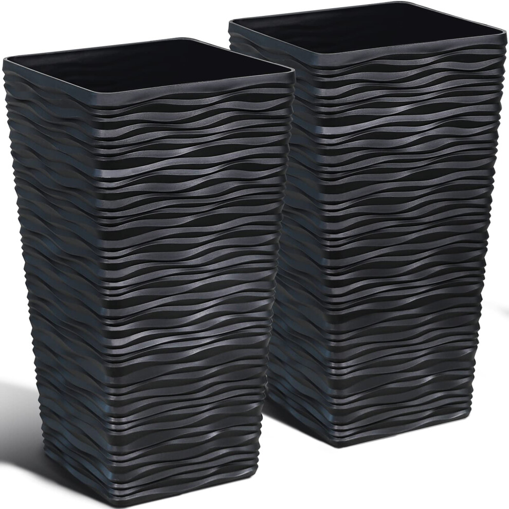 Lot de 2 jardini   res noires pour arbres hauts Worth Garden - Plastique carr    conique P