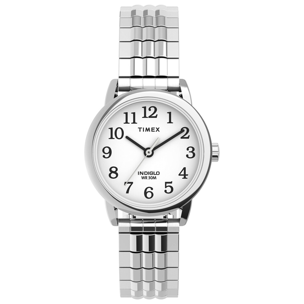Timex Women's Easy Reader 25Mm Perfect Fit Quartz Stainless Steel Strap, Silver-Tone, 12 Casual Watch (Model: TW2V058009J)-image