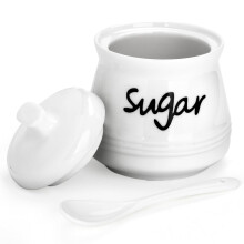 Swetwiny Keramische Suikerpot met Deksel en Lepel 12 Ounces Porselein Su