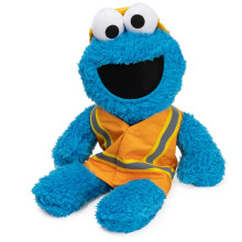 GUND Sesame Street offizieller Bauarbeiter Cookie Monster Muppet Plüsch, Premium Spielzeug für 1 Jahre und älter, Blau/Orange, 33 cm