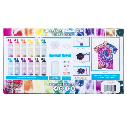 Tulip One-Step Tie-Dye Kit 12 Χρωμάτων, Μεγάλα 4oz Μπουκάλια 1