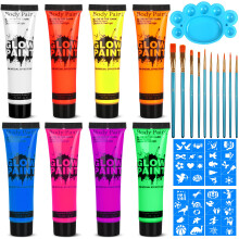 UV Blacklight neon ansikte och kroppsfrg 8 rr 0,84 oz gld i den mrka kroppen mlar neon fluorescerande gld i mrka festtillfrsel