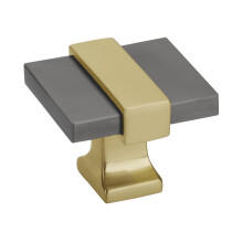 Amerock | Cabinet Knob | Black Chrome/Brushed Gold | 1-3/8 inch (35 mm) Length | Overton | 1 Pack | Drawer Knob | Cabinet Hardware