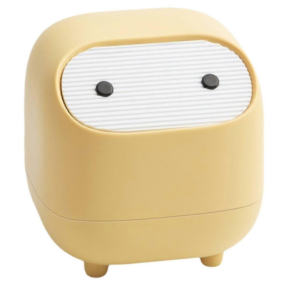 Desktop Trash Can, Small Office Supplies, Mini Double-Layer Push-Down Trash Can, Cute Trash Storage Box Yellow