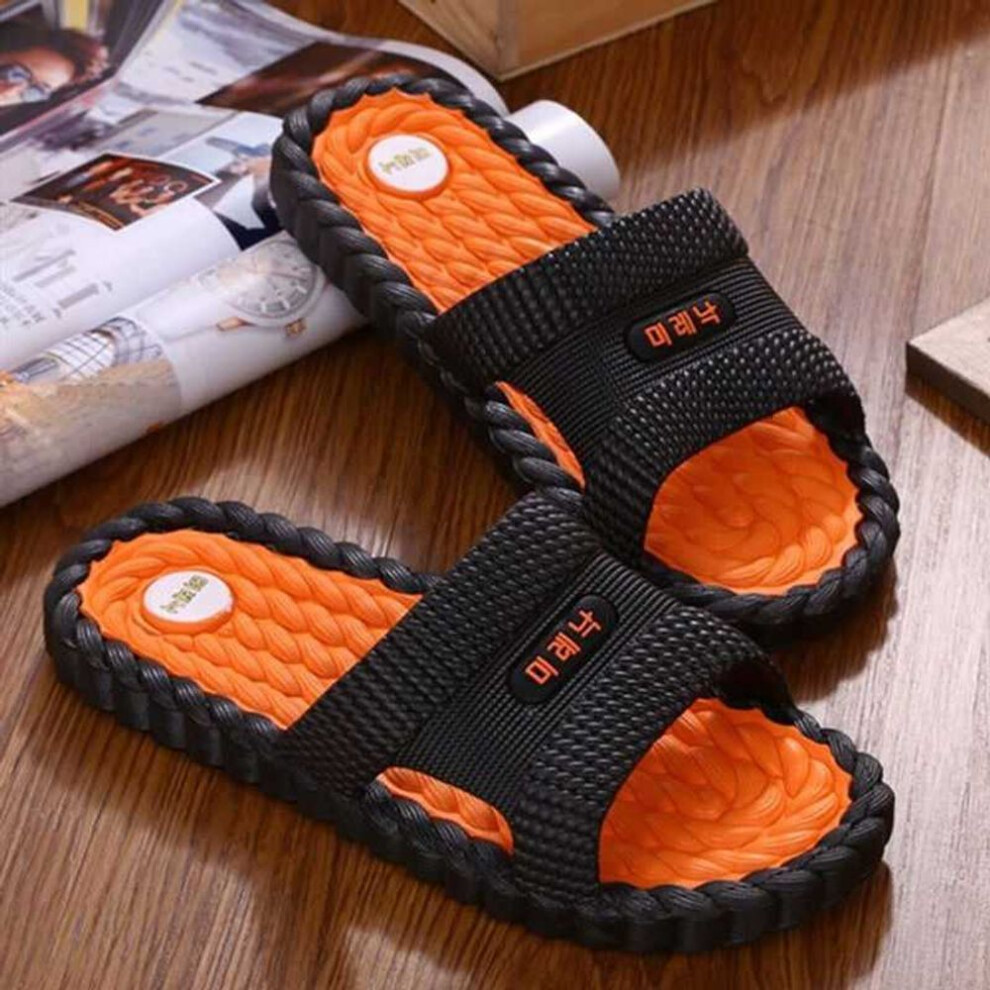 (orange, 45) Korean Style Clearance Men&apos;s Slippers Summer Home Indoor Massage Leisure Sandals And Slippers Deodorant Non-slip Men&apos;s Outer Wear Tide Shoes