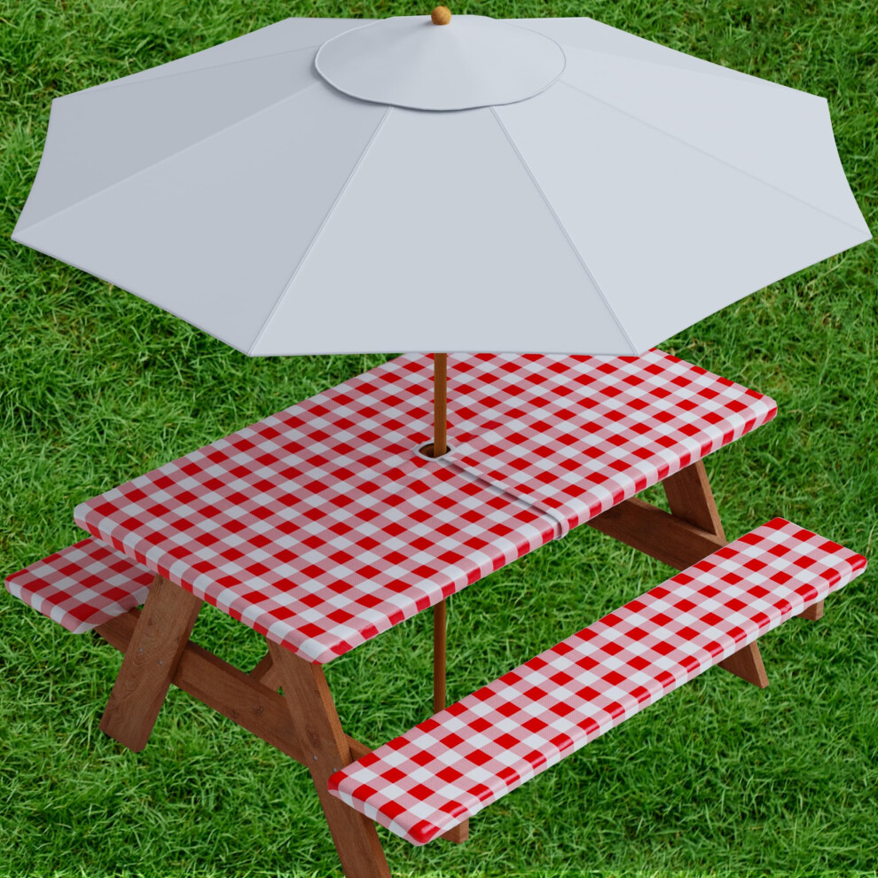 Housse de table de pique-nique et banc en vinyle Sorfey avec motif     carreaux et doublure en flanelle 30 x 60 pouces 3Pie