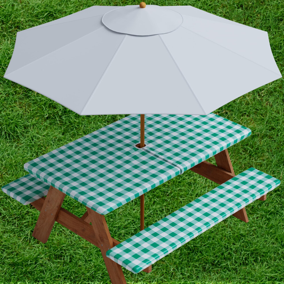 Housse de table de pique-nique et banc en vinyle Sorfey avec motif     carreaux et doublure en flanelle 30 x 60 pouces 3Pie
