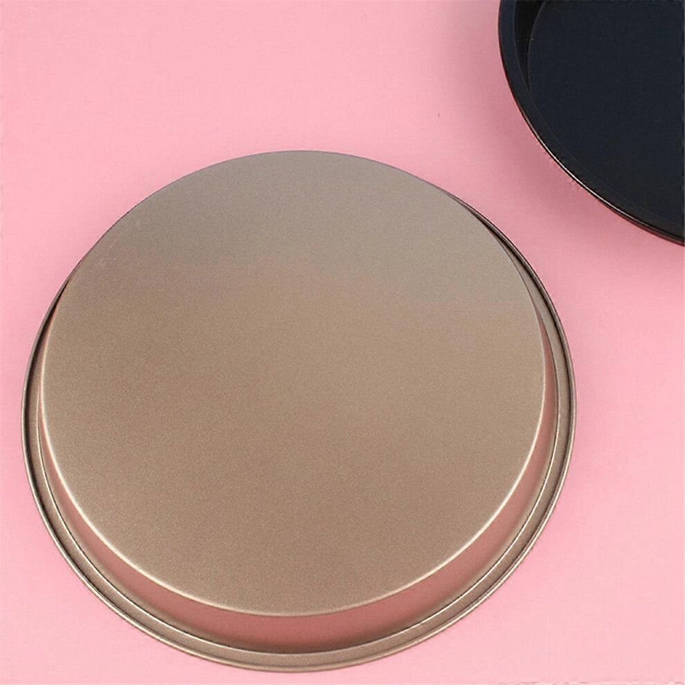 Round Pizza Mould Plate Pizza Pan Deep Tray Carbon Steel Non-Stick Mold Baking Oven Tool Baking Mould Tray 11In Gold