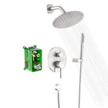 SUMERAIN Wall Mounted Rainfall Shower System Brushed Nickel Shower Fau