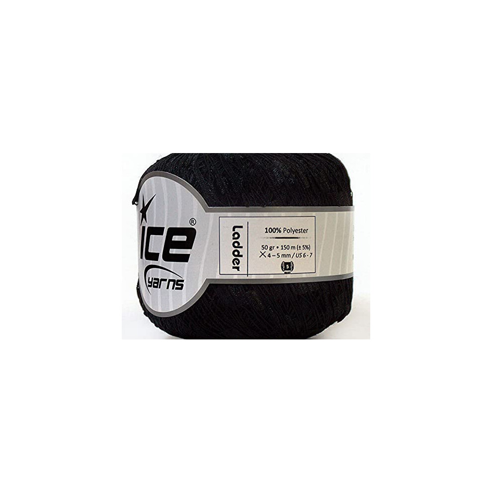 Ice Yarns Black Ladder Ribbon Yarn 50 gram 176 ounces 150 meter 164 yards