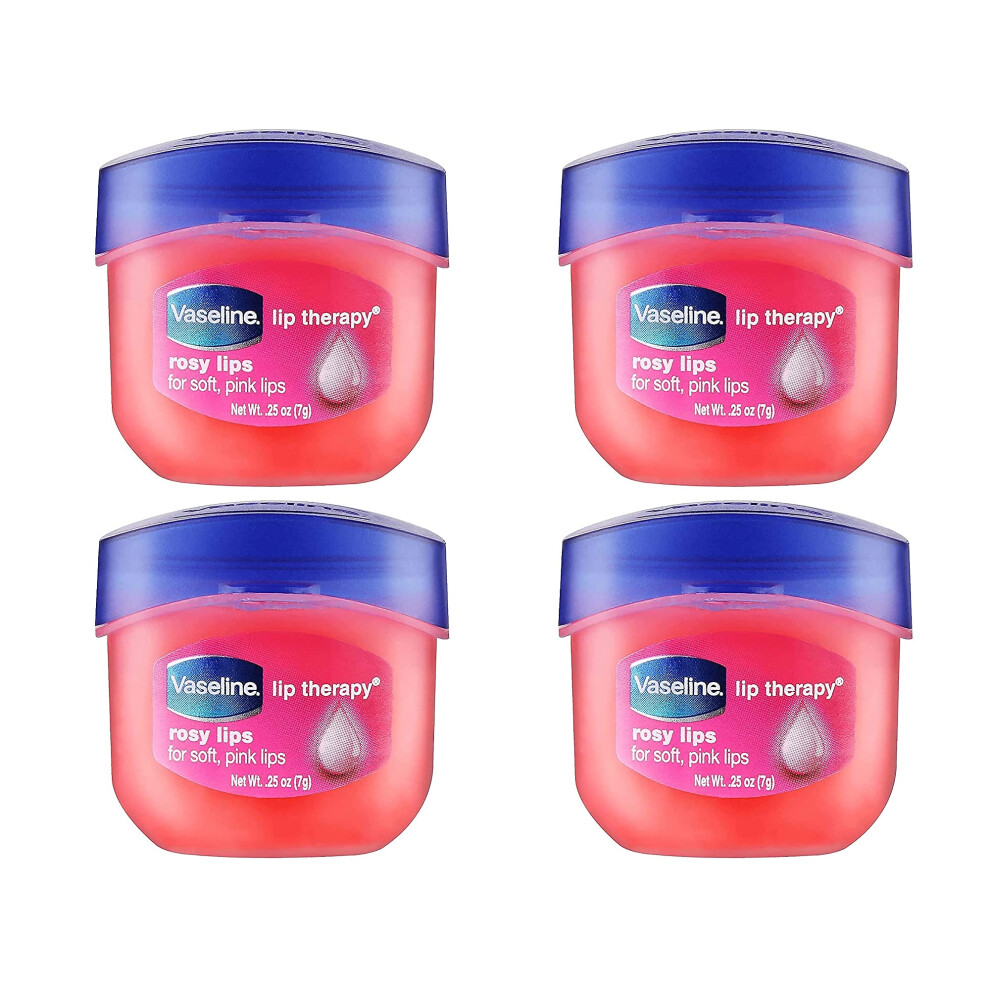 Vaseline Lip Therapy Lip Balm Mini  Rosy Lips | Lip Repair in a Container for Cracked  Dry Lip | Travel Size 0.25 oz (Pack of 4)