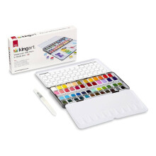 KINGART PRO Artista, Caixa de Metal com Pincel de Água Aquarela 48 Cores Vibrantes,518-48