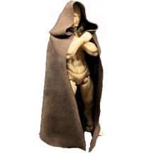 SSbeauty M 1:12 Skala Stof Kappe med Hat til 6 tommer 1/12 Action Figur T?j (Brun Kappe)
