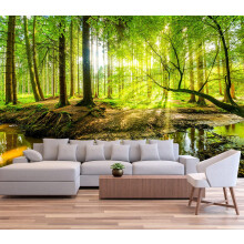 Reyhui Wall Mural Fall Forest Stream Wallpaper Wall Decoration Print P