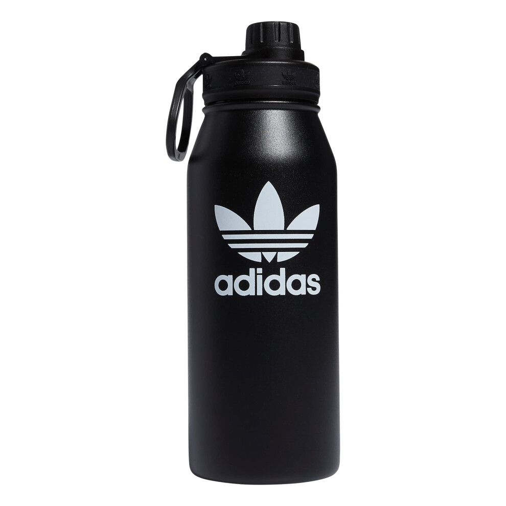 adidas Originals 1 Liter 32 Oz Metal Water Bottle  HotCold DoubleWalled Insulated 188 Stainless Steel  BlackWhite  One Siz