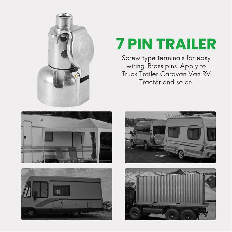 4set Trailer Accessories- 7 Pin Trailer Plug 12V Rv Sockets Towbar Towing 7Pin Metal Trailer Connectors