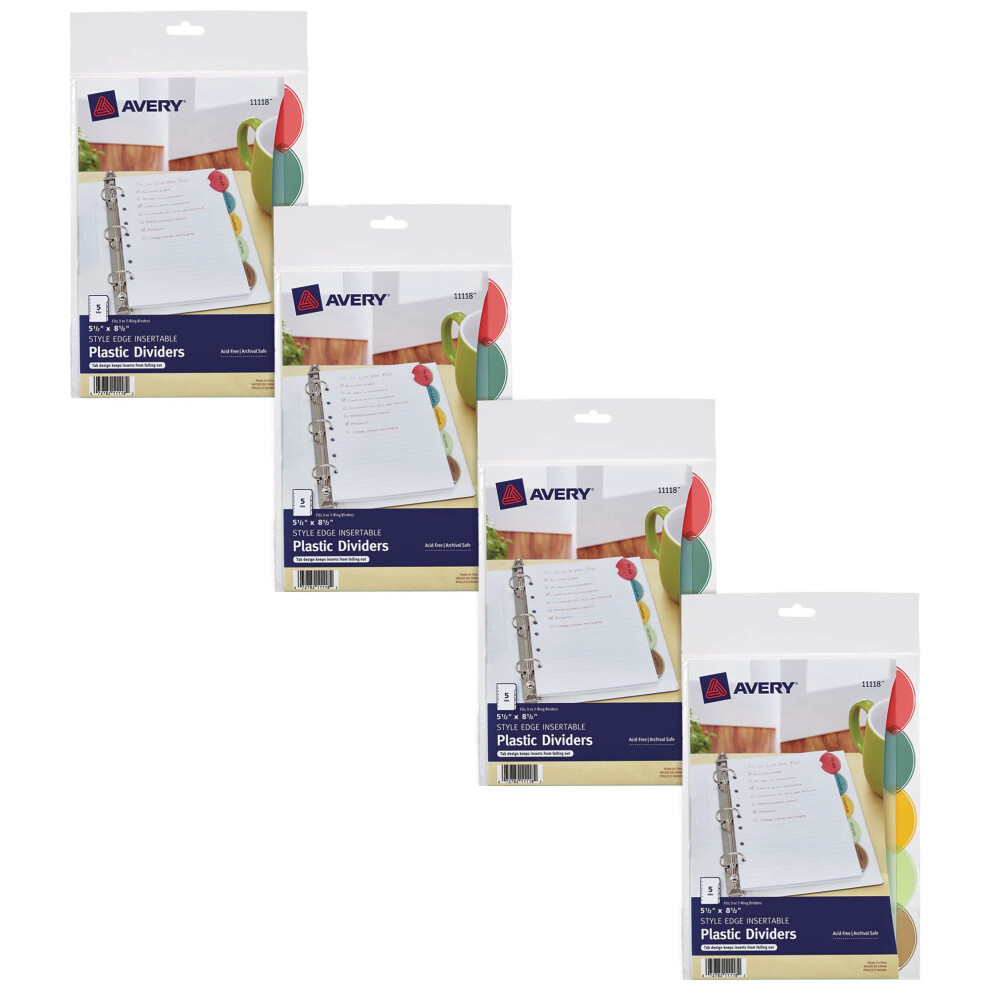 Avery Insertable Style Edge Plastic Mini Dividers for 3 Ring Binders