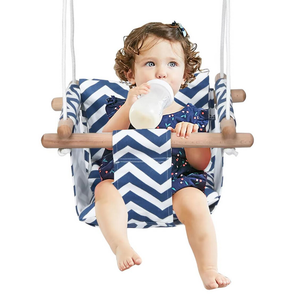 The Magic Toy Shop Indoor Baby Swing Seat Portable Secure Aesthetic Toddler Chair Rope Wood Garden