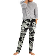 Hanes Herren ComfortSoft Baumwolle Bedruckte Lounge-Hose, 31" Innenbeinlänge, Taschen, Kordelzug, Schwarz & Grau Camouflage, Medium