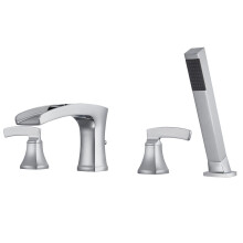 Artiqua Tub Filler Roman Waterfall Tub Faucet Chrome Deck Mount Bathtub Faucets 4 Hole Brass Bathroom Faucets with Hand Shower