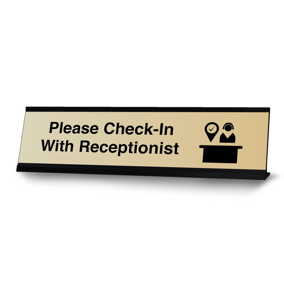 Please Checkin with Receptionist  Desk Sign or Front Desk Counter Sign 2 x 8-image-OPC-PFRMJSD-NEW