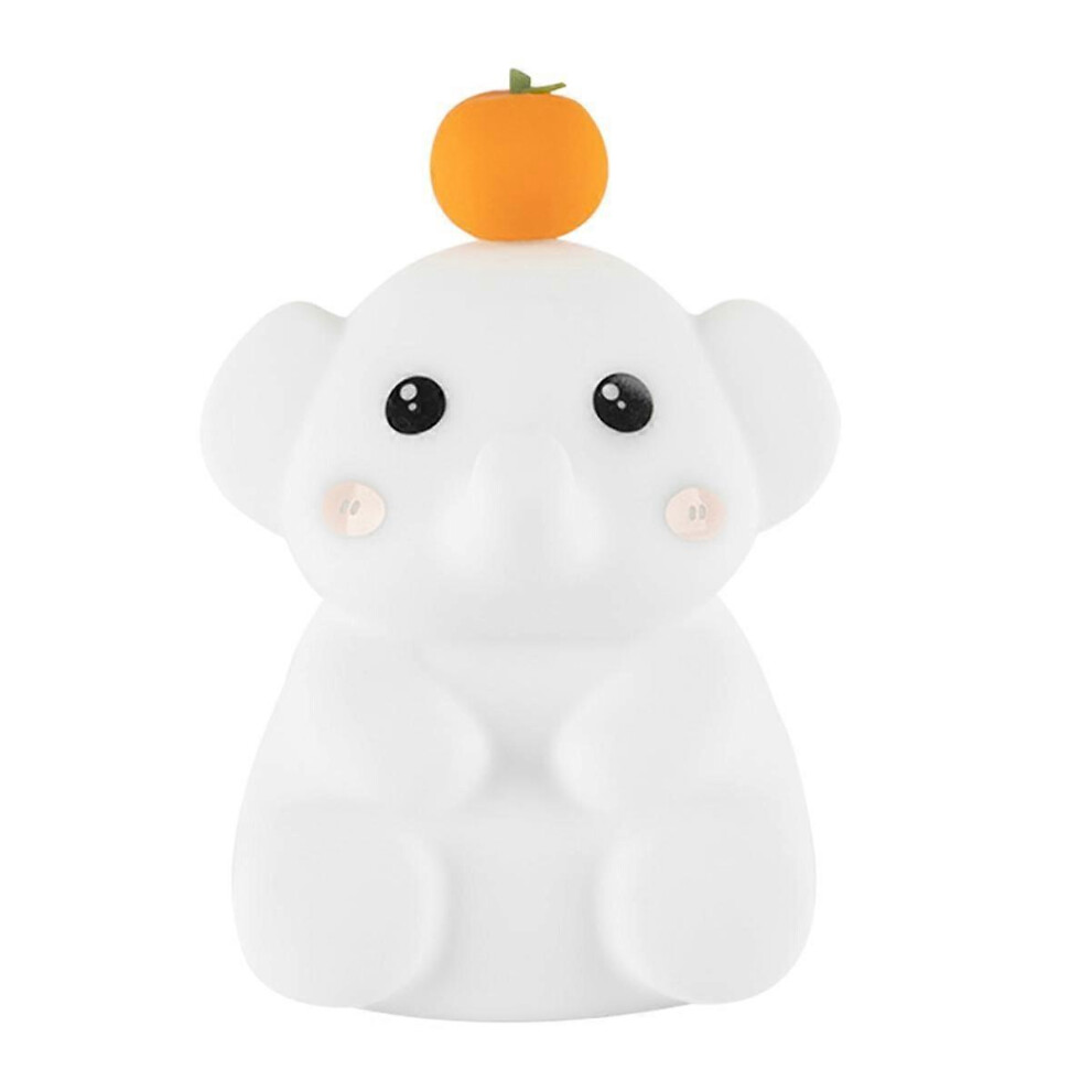 Cute Elephant Lamp, Silicone Night Light with 30 Minutes Timer, Rechargeable Bedside Lamp with Touch Control White