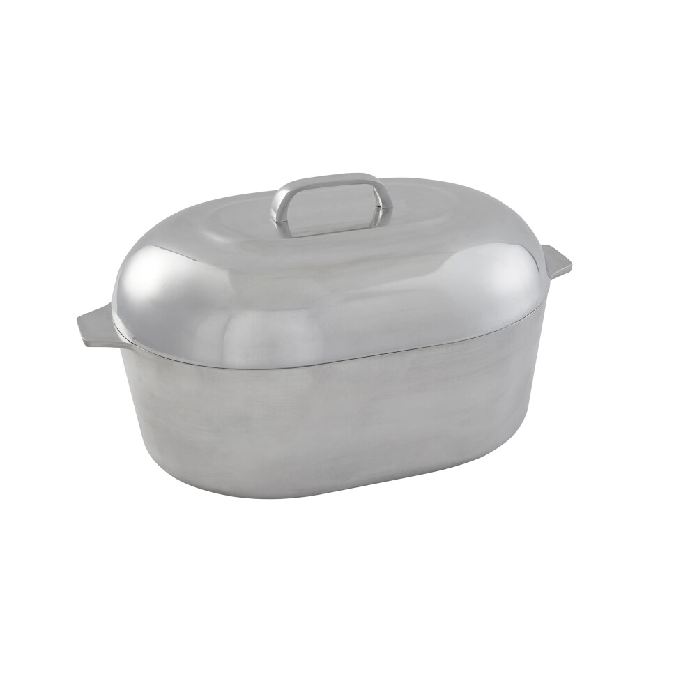IMUSA USA Heavy Duty cajun Oval cast Aluminum Roaster 13 Silver