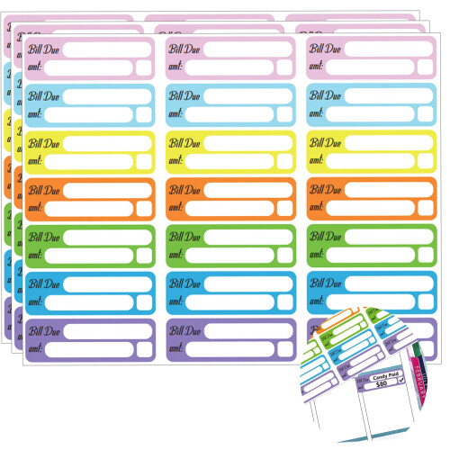 Αυτοκόλλητα Υπενθύμισης Λογαριασμών 210PCS 0.5''x1.5'' Υπενθυμίσεις Πληρωμών