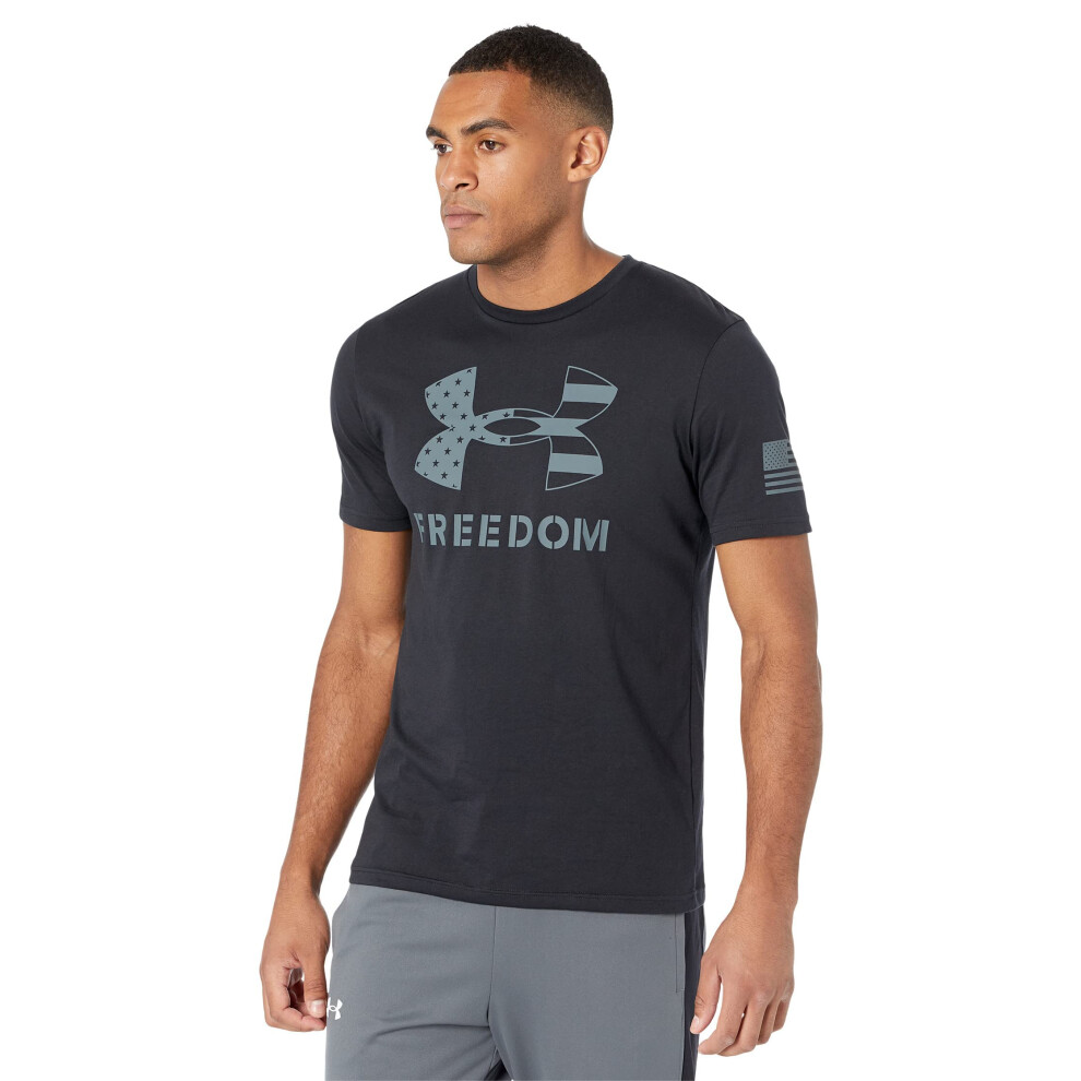 Under Armour Men's New Freedom Logo T-Shirt  (002) Black / / Pitch Gra