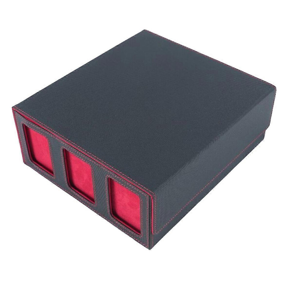 Storage Box for Trading Cards with Viewing Window Magnetic Closure Card Holder for Magic Game Cards Red