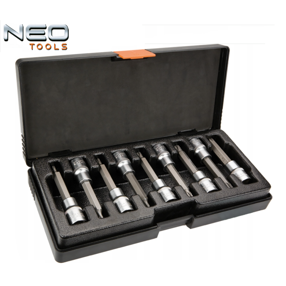 Neotools 08-708 Socket Bits Set 9Pcs Torx T20-T60 1/2" 100Mm Long S2 Steel 5907558409284