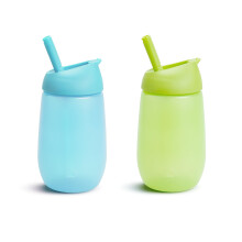 Munchkin Simple Clean batolac    kel   mok s lahko cistitelnou slamkou 280 ml, 2 ks, modro-zelen