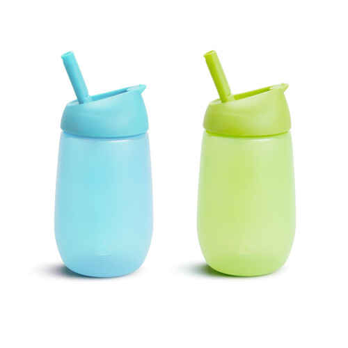Munchkin Simple Clean Tålig Sippy Cup med Rör, 10 Unci, 2-Pack, Blå/Grön