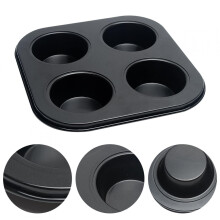 4 cana Mold de tigaie cu brio?a - Tava de coacere cu cupcake antiaderent/cositor - matri?a pentru tort din o?el carbon pentru casa de cafenea ?i