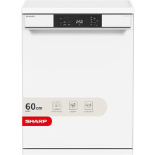 SHARP QW-NA1CF47EW, Freestanding, Dishwasher, 13 Place Settings, White LED Display, Active Drying, White Colour