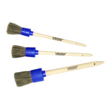 VIKING 3pk Multi-Purpose Car Detailing Brushes  3 Head Sizes with Natu