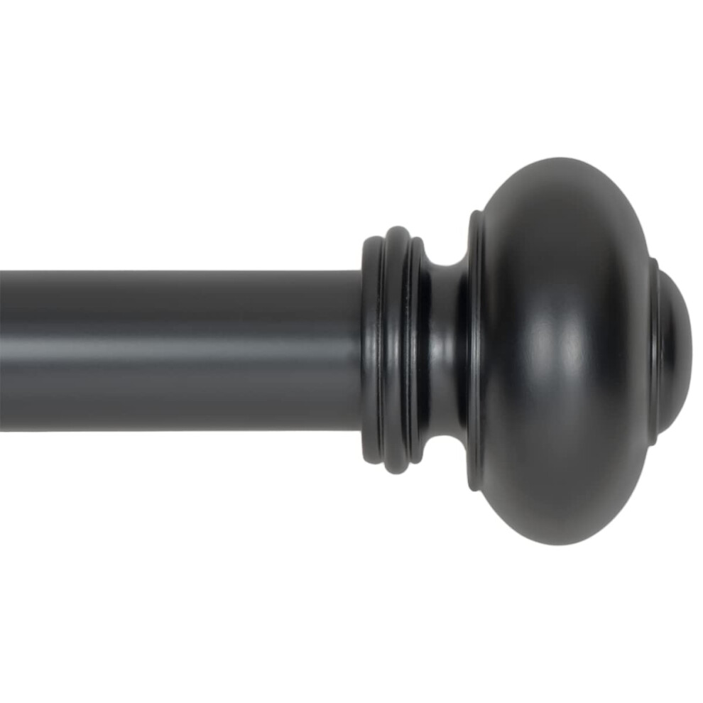 Ivilon Drapery Window Curtain Rod  Knob Design  1 Inch Rod  28 to 48 Inch Black-image-OPC-PFR77P5-NEW