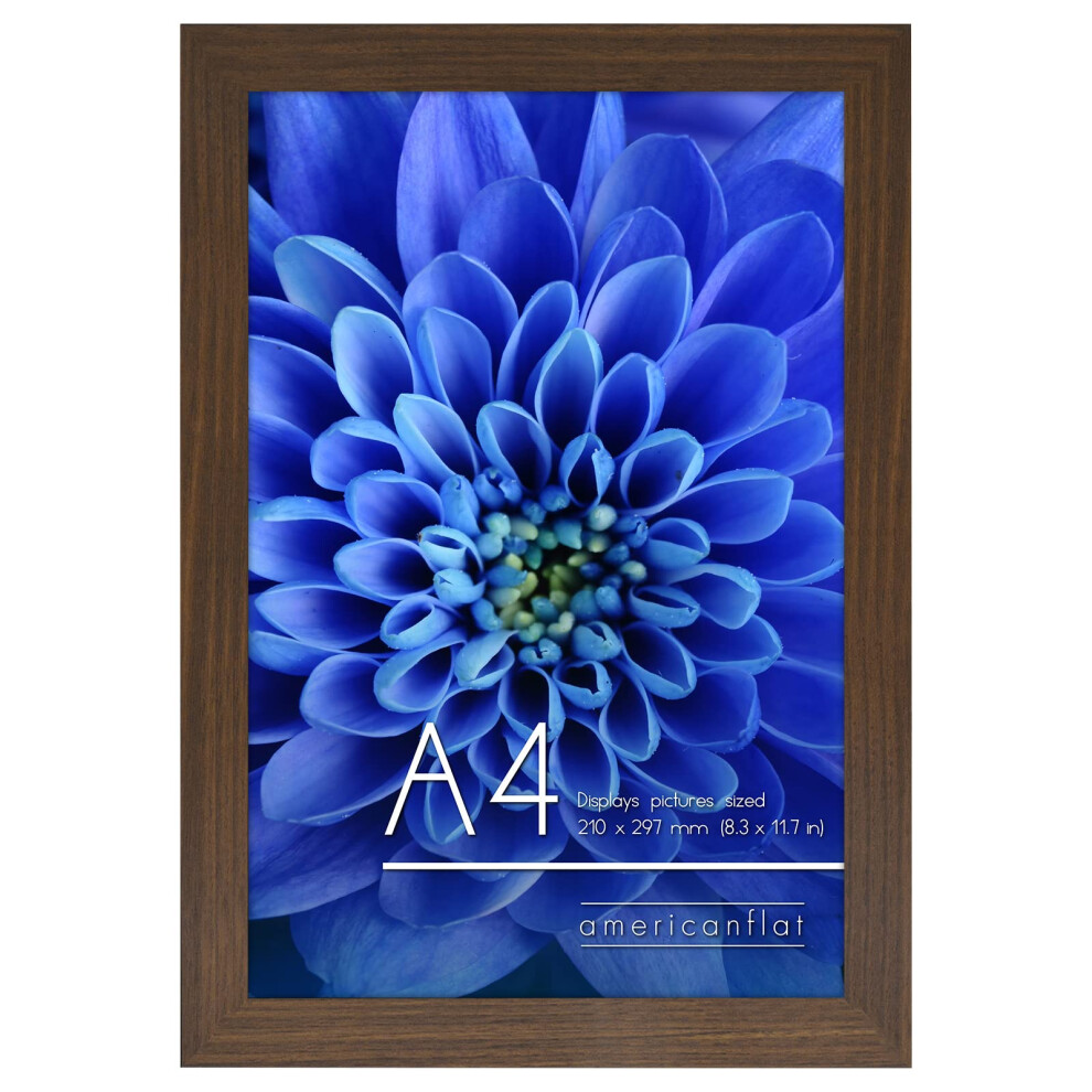 Cadre photo A4 Americanflat en noyer - Bois d'ing   nierie avec verre r   sistant aux chocs - Formats horizontaux et verticaux pour mur et tablette