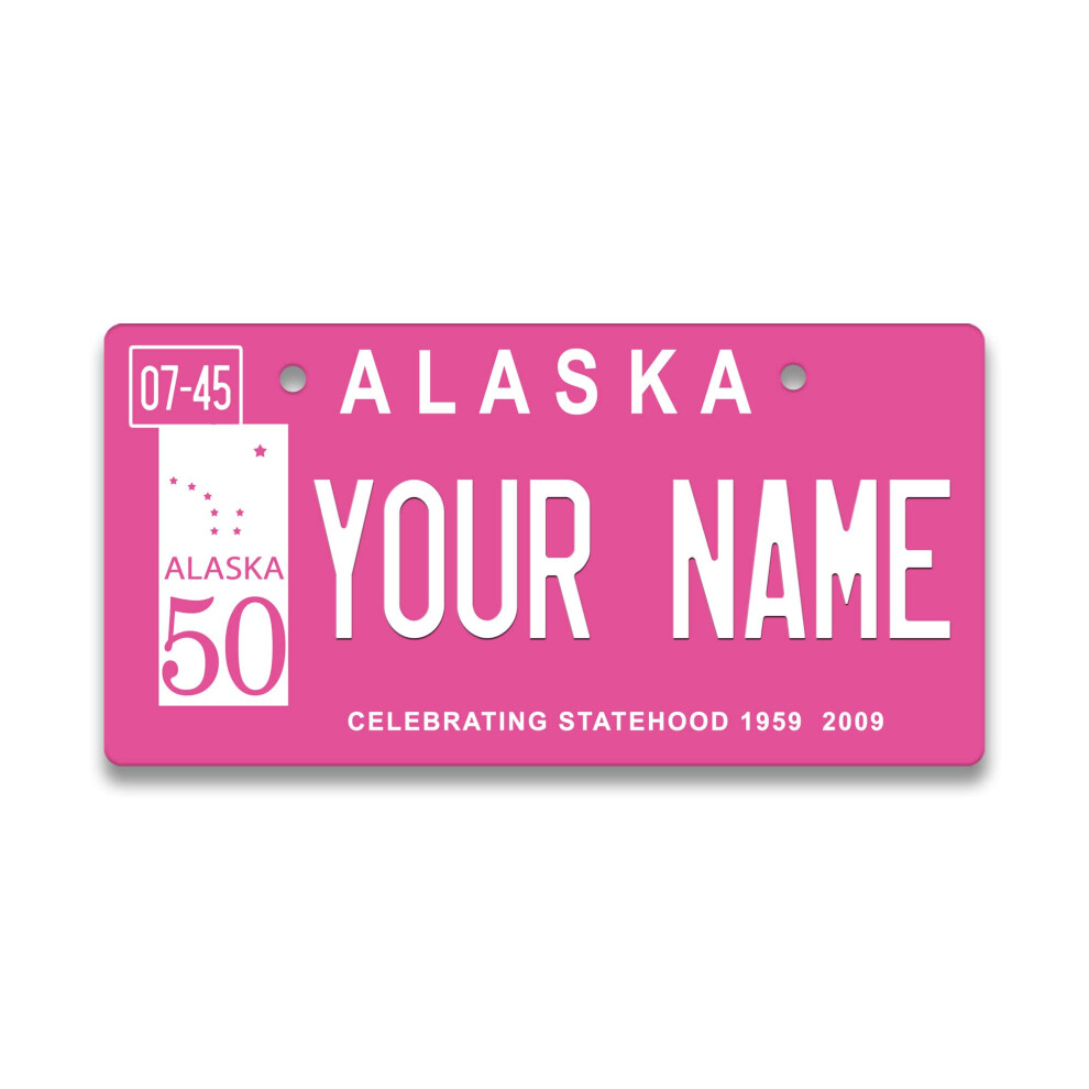 Plaque D'immatriculation Personnalis E Bleu Reign Alaska Pink 2024 Mini V Lo Pour Enfants (3 X 6 Po)-image