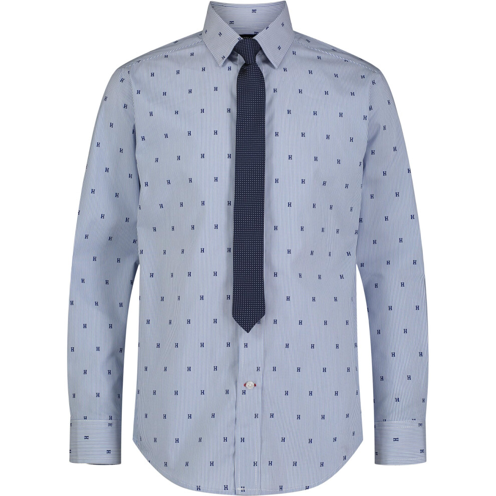 Tommy Hilfiger Boys' Long Sleeve Dress Shirt With Straight Tie  Collar