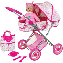 Lissi Deluxe Puppenwagen mit 33 cm Puppe, inklusive Wickeltasche & Zubehör, Rollenspiel für Kinder ab 4 Jahren