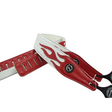 Yueko Personality Leather Red Flame Series Guitar Strap Strap til Guitar Bass Guitar Accessories (A5-Red Flame White)