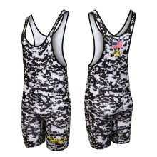 Exxact Sports Digital Kamouflage Barn Brottning Singlet, Premium Powerlifting Singlet, Träningssinglet (YM, Vit/Svart)